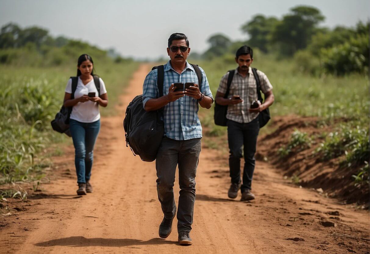 A person crossing a border by land, carrying multiple cell phones from Paraguay